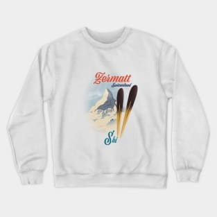 Zermatt Switzerland Ski poster Crewneck Sweatshirt